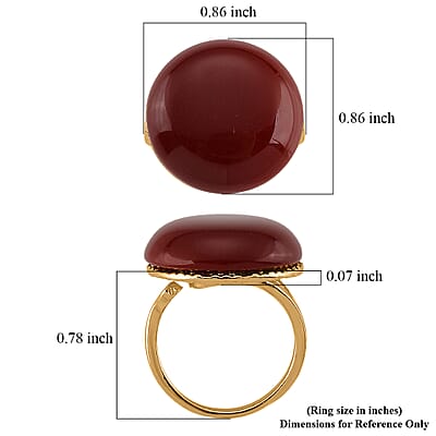 Coral Color Shell Pearl Ring (Adjustable) in Goldtone