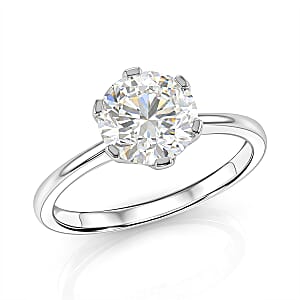 Certified Moissanite D-E VVS1-VVS2 2.00 ctw Timeless Sparkle Ring in 10K White Gold (Size  10.0)