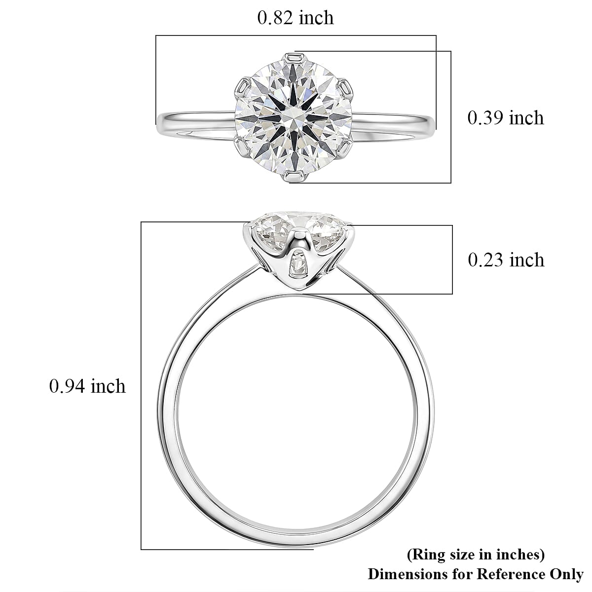 Certified Moissanite D-E VVS1-VVS2 2.00 ctw Timeless Sparkle Ring in 10K White Gold (Size  10.0) image number 5