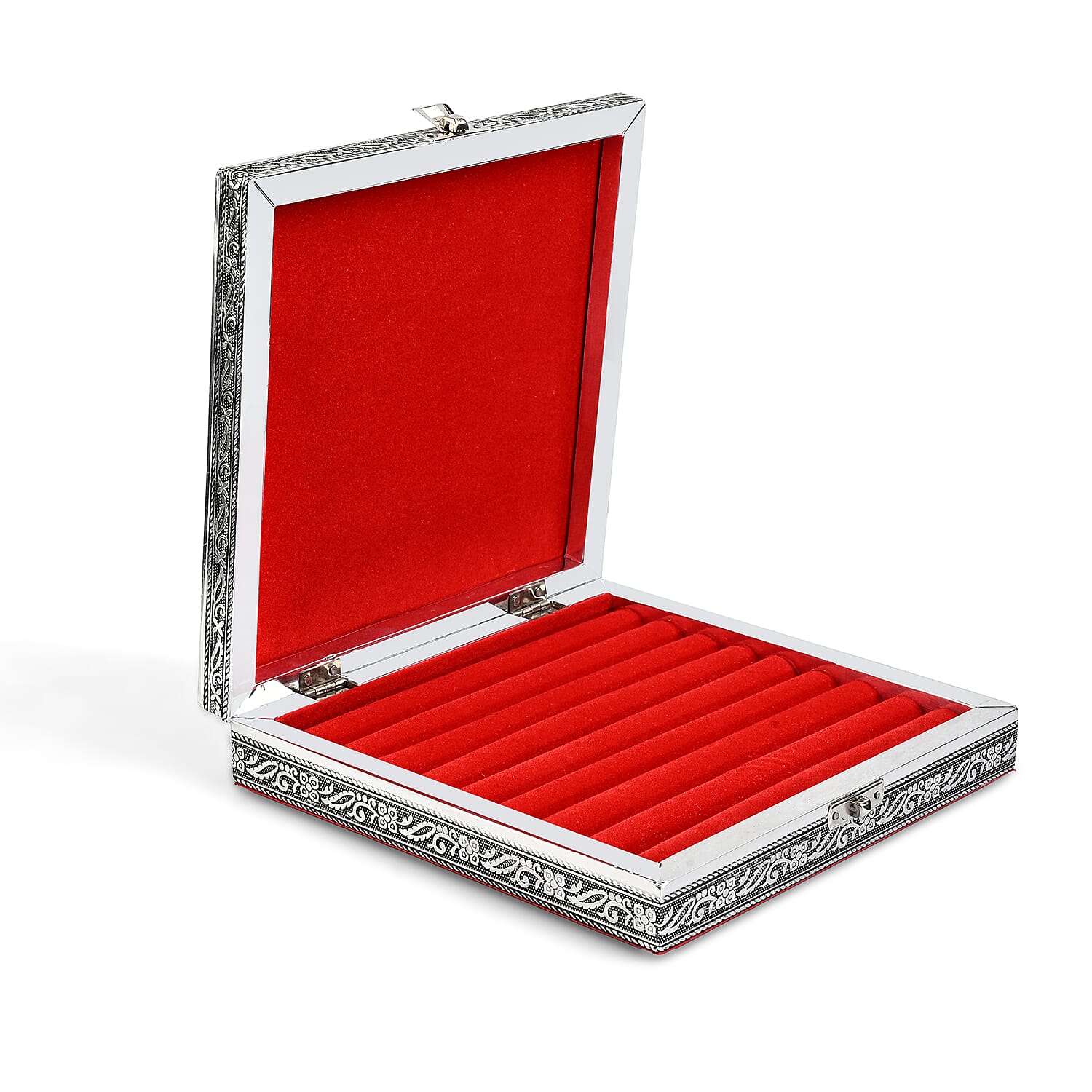 Livmore Silver and Golden Peacock Embossed Jewelry Ring Box