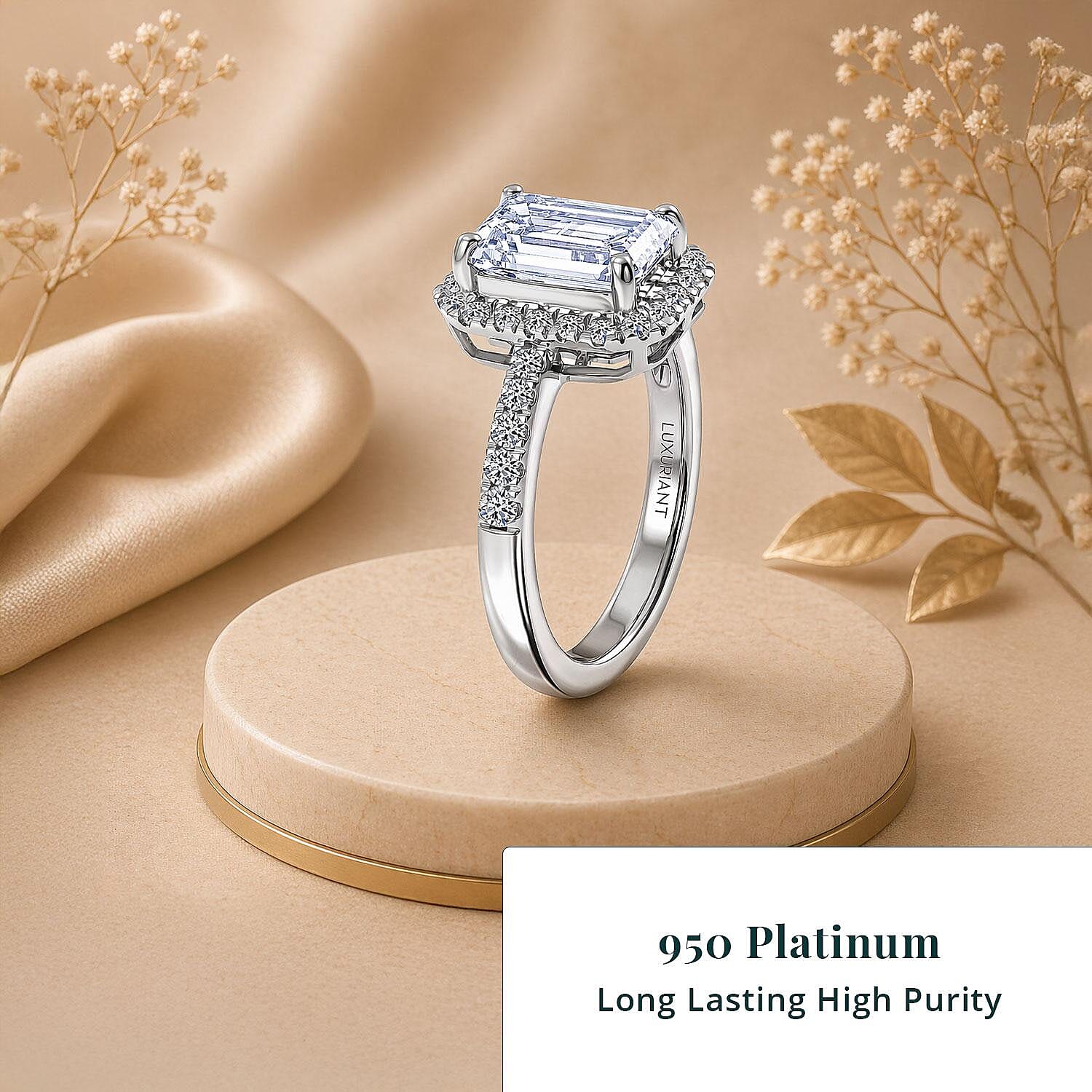 IGI Certified Luxuriant Lab Grown Diamond E-F VS 2.50 ctw Iconic Halo Ring in 950 Platinum (Size  6.0)  5.80 Grams