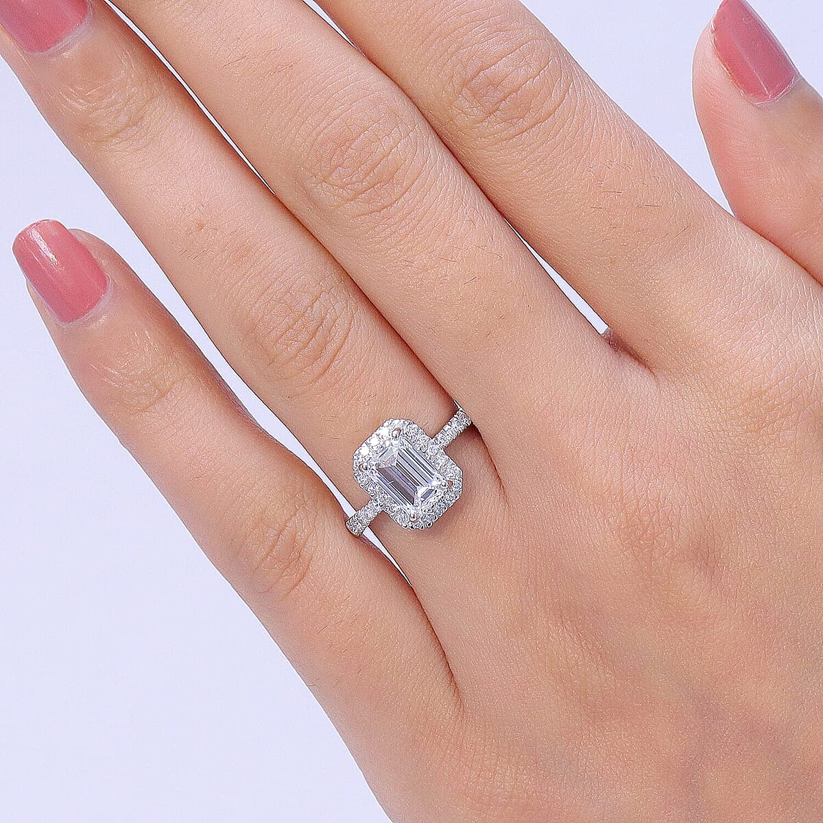 IGI Certified Luxuriant Lab Grown Diamond E-F VS 2.50 ctw Iconic Halo Ring in 950 Platinum (Size  6.5)  5.80 Grams image number 2