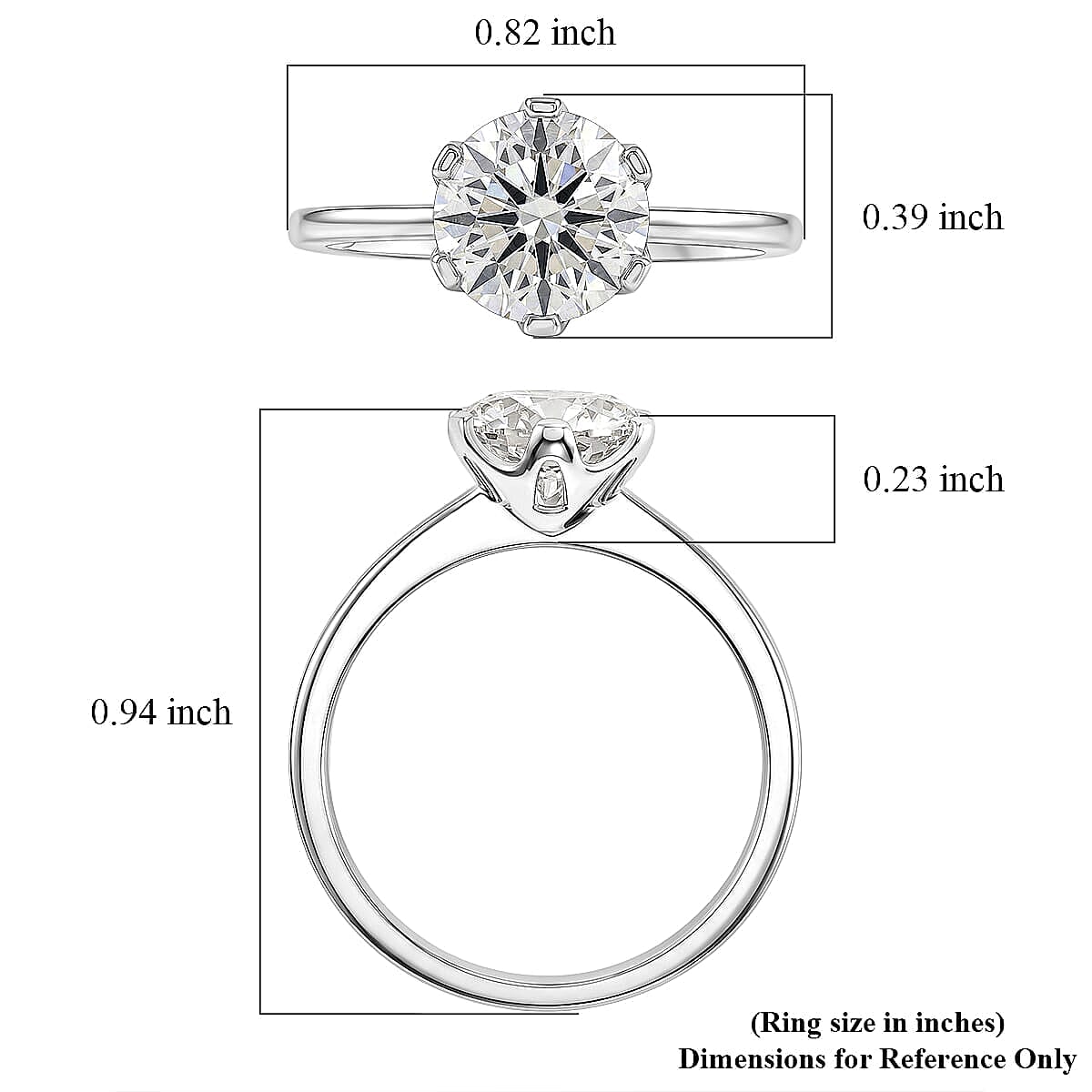 Certified Moissanite D-E VVS1-VVS2 2.00 ctw Timeless Sparkle Ring in 10K White Gold (Size  12.0) image number 5