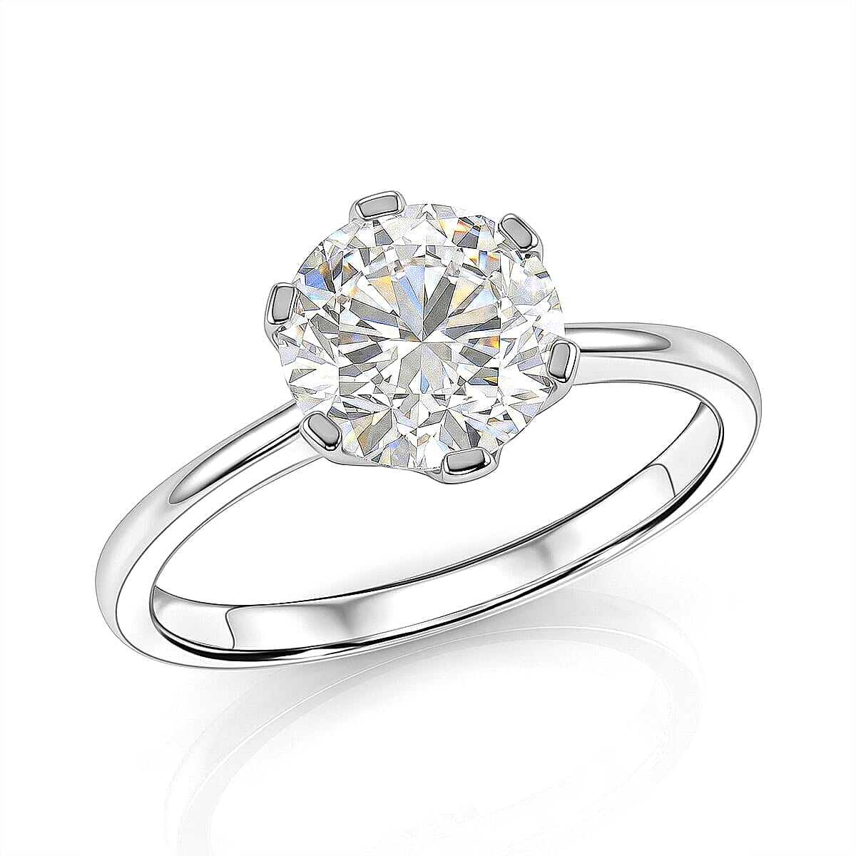 Certified Moissanite D-E VVS1-VVS2 2.00 ctw Timeless Sparkle Ring in 10K White Gold (Size  5.0)