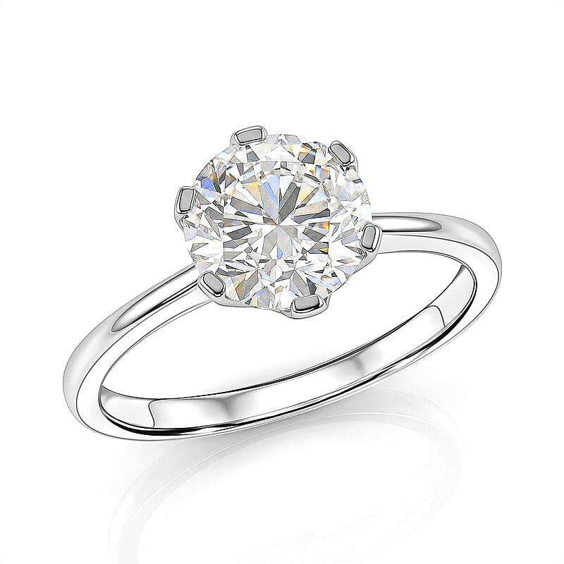 Certified Moissanite D-E VVS1-VVS2 2.00 ctw Timeless Sparkle Ring in 10K White Gold (Size  5.0)