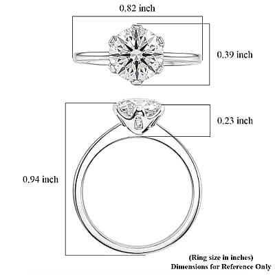 Certified Moissanite D-E VVS1-VVS2 2.00 ctw Timeless Sparkle Ring in 10K White Gold (Size  5.0)