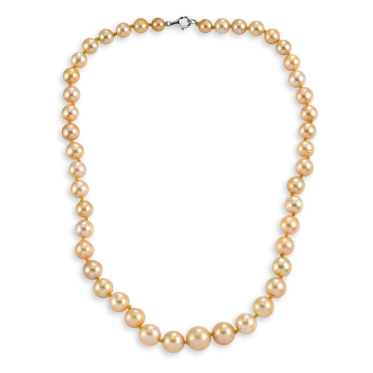 AAAA Graduated South Sea Golden Pearl Graduated Necklace in 950 Platinum 18 Inches image number 4