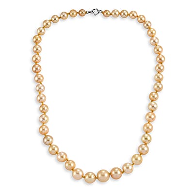 AAAA Graduated South Sea Golden Pearl Graduated Necklace in 950 Platinum 18 Inches