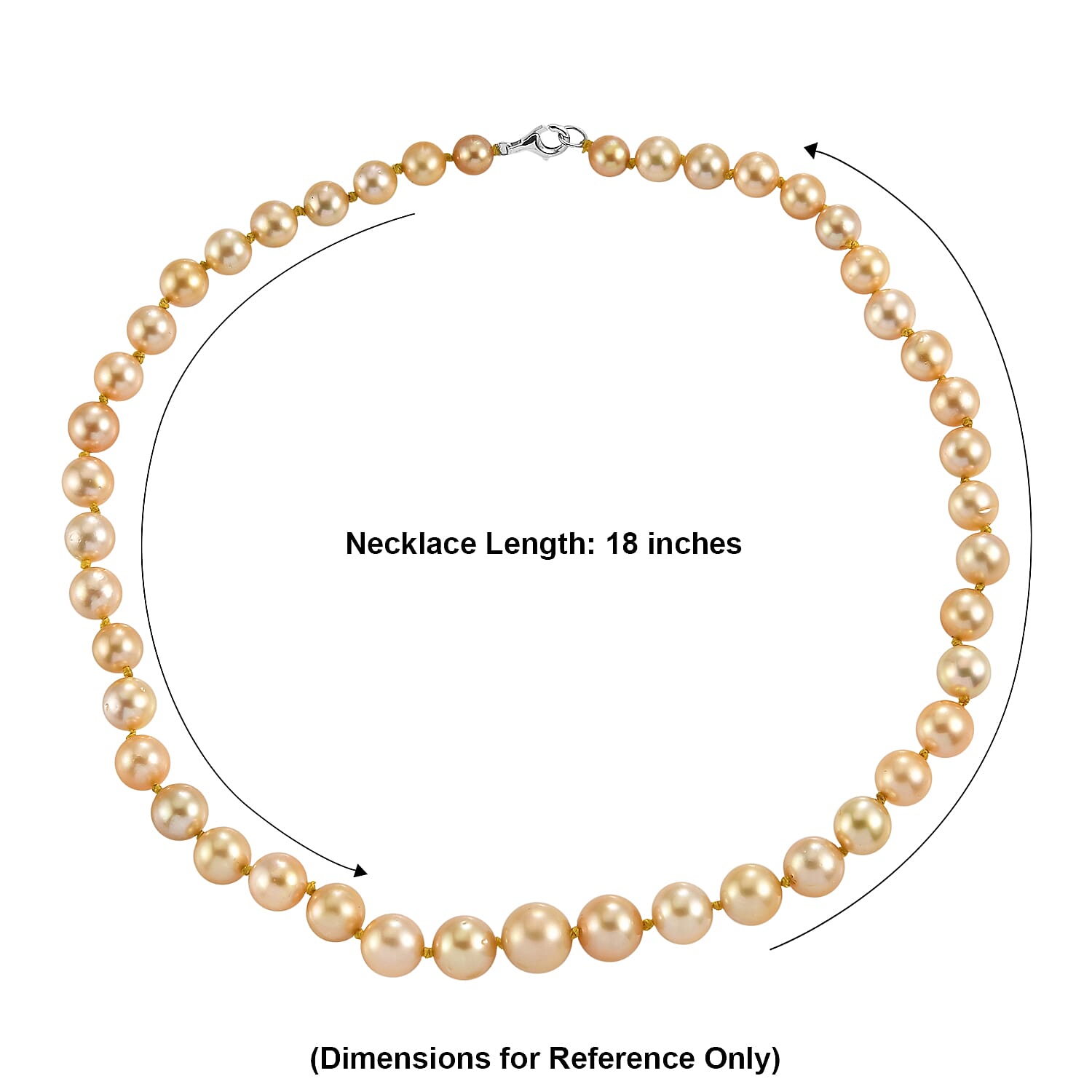 AAAA Graduated South Sea Golden Pearl Graduated Necklace in 950 Platinum 18 Inches