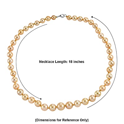 AAAA Graduated South Sea Golden Pearl Graduated Necklace in 950 Platinum 18 Inches