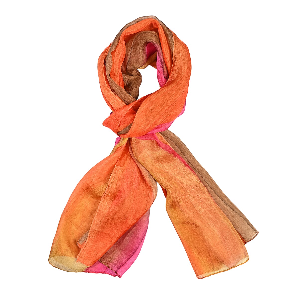 La Marey Multi Color Mulberry Silk Scarf (65"x19.7") image number 2