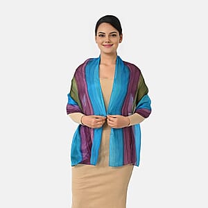 La Marey Blue Mulberry Silk Scarf