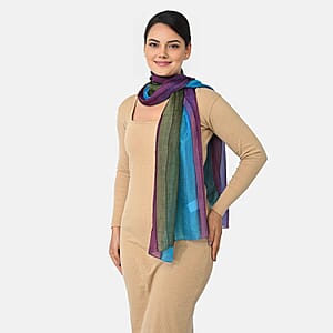 La Marey Blue Mulberry Silk Scarf