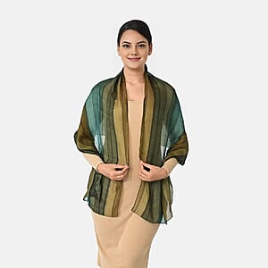 La Marey Green Mulberry Silk Scarf