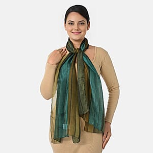 La Marey Green Mulberry Silk Scarf
