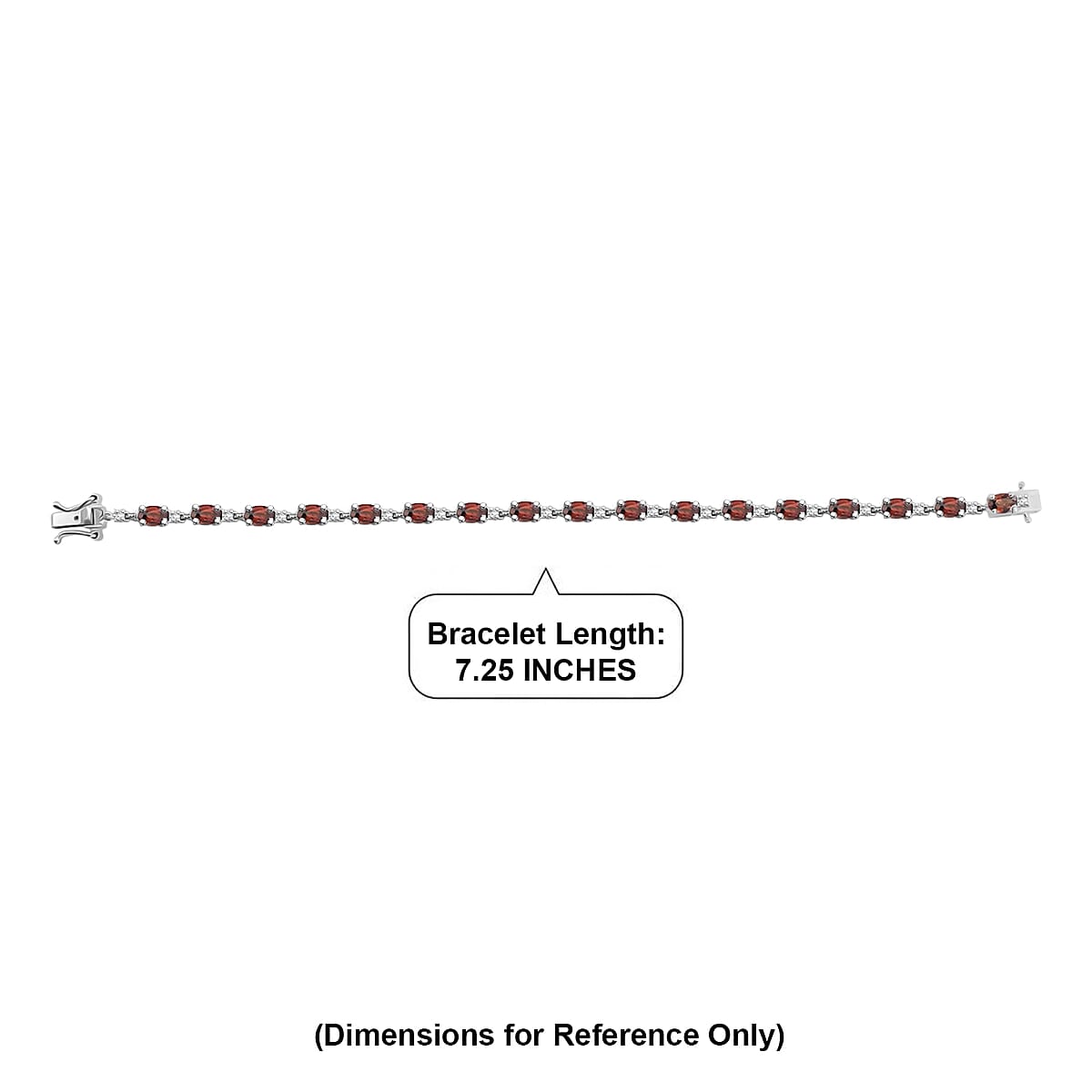 D'Joy AAA Red Zircon and White Zircon Line 13.90 ctw Bracelet in Rhodium Over Sterling Silver (7.25 In) image number 4