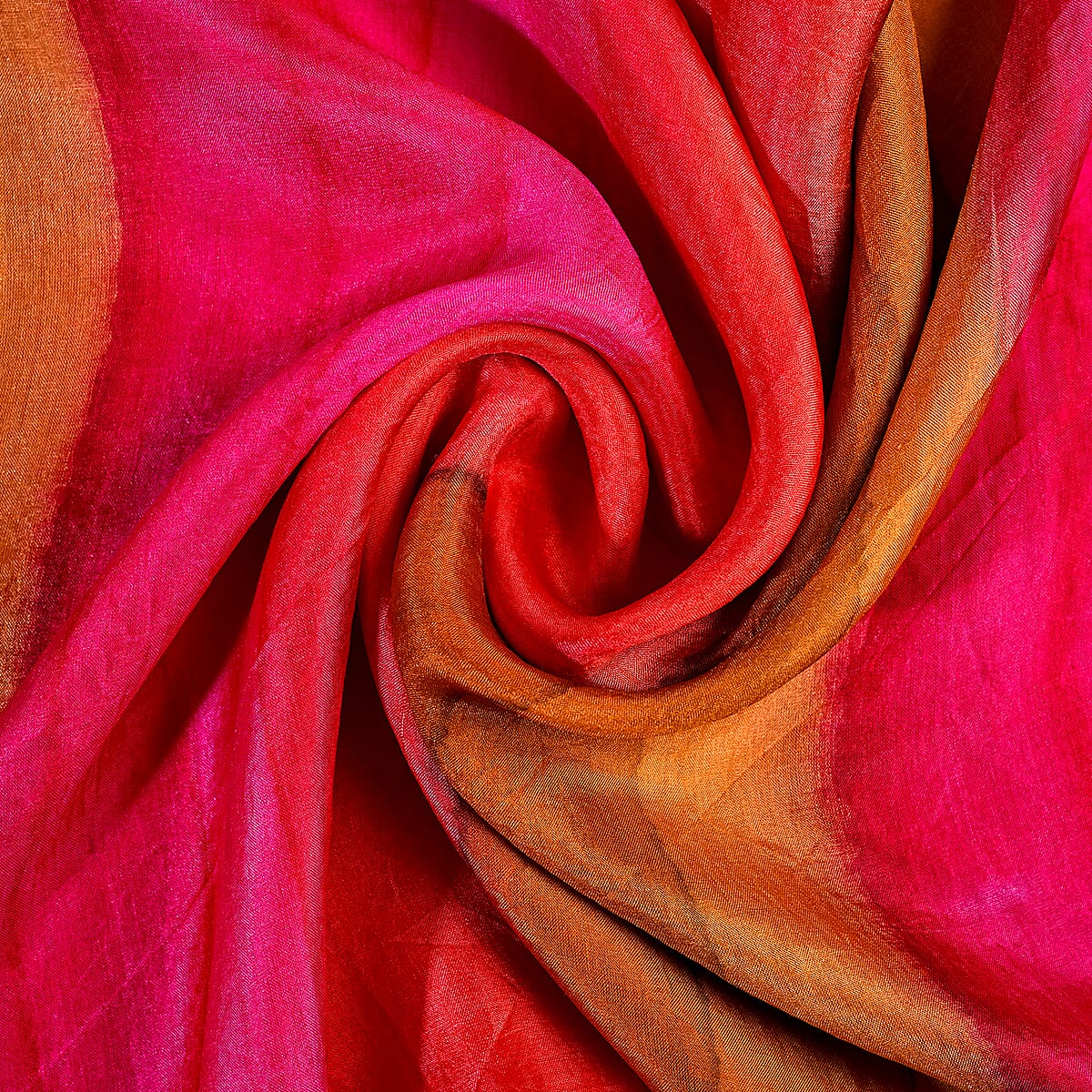La Marey Pink, Magenta and Orange Mulberry Silk Scarf image number 4