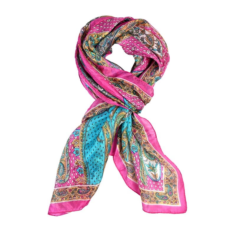 La Marey Pink Floral 100% Mulberry Silk Scarf