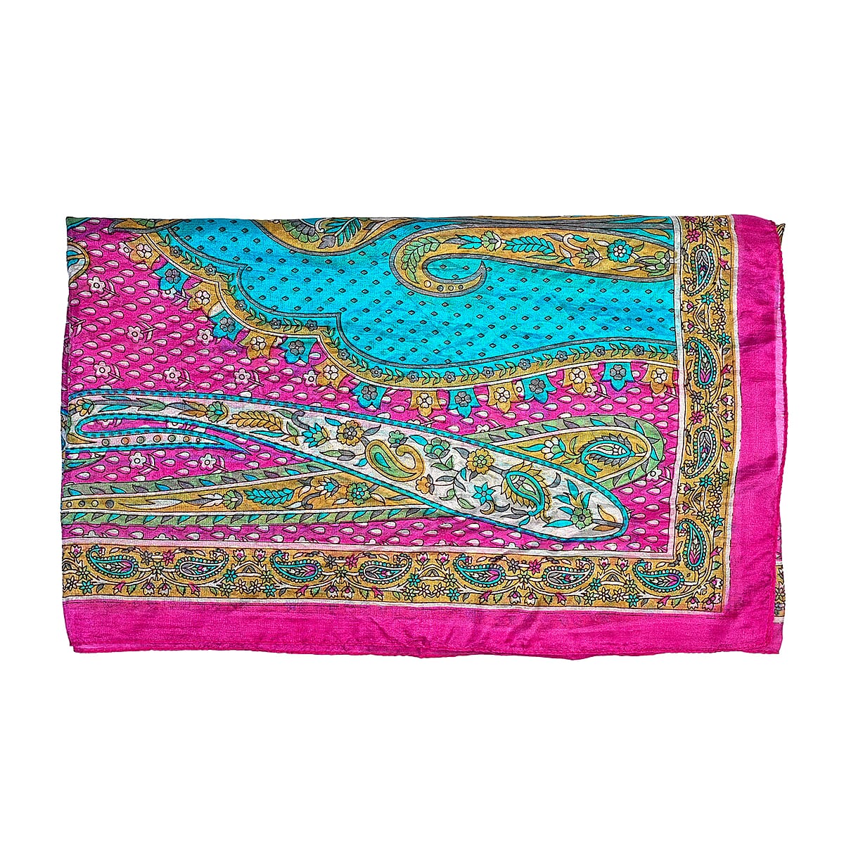 La Marey Pink Floral Mulberry Silk Scarf image number 3