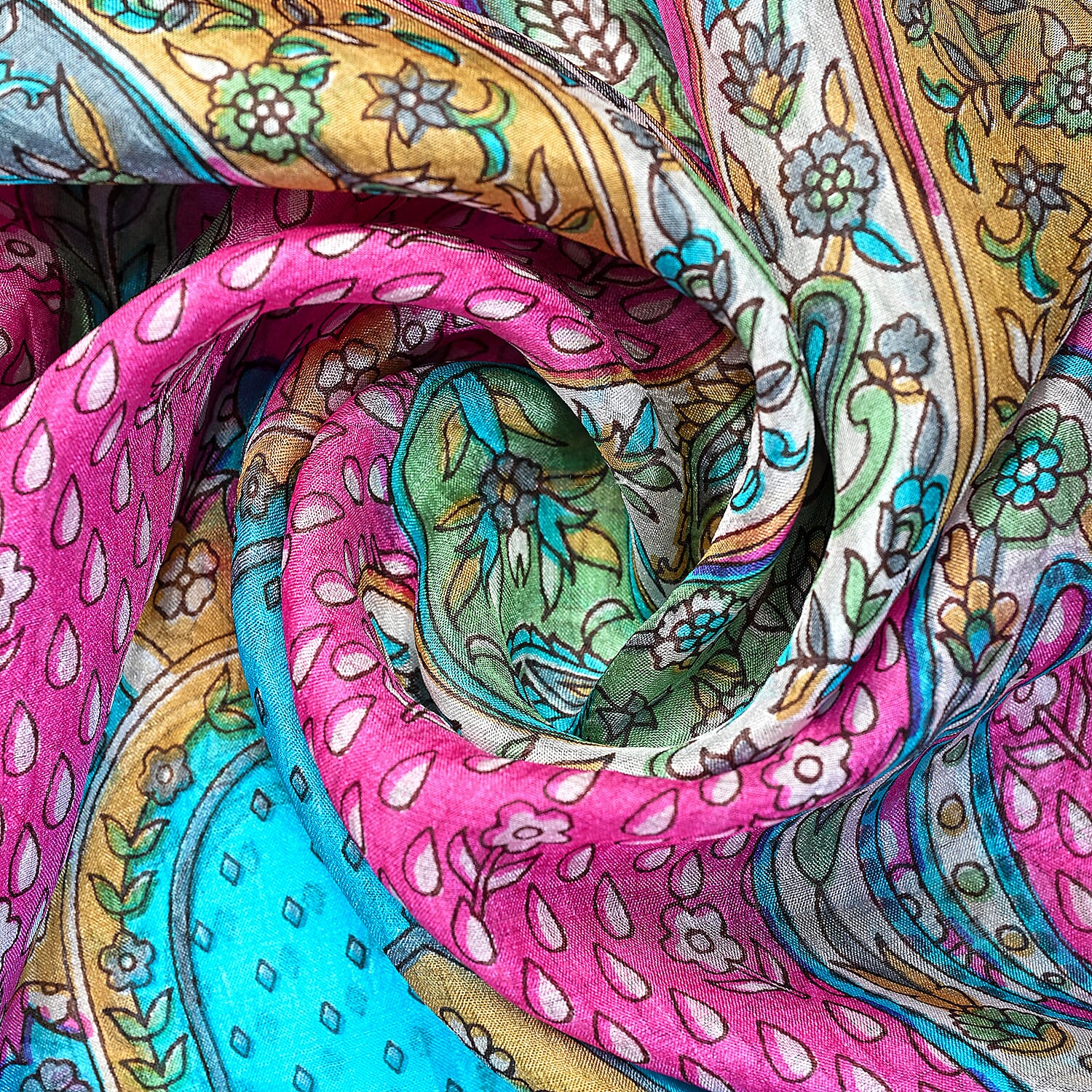 La Marey Pink Floral 100% Mulberry Silk Scarf