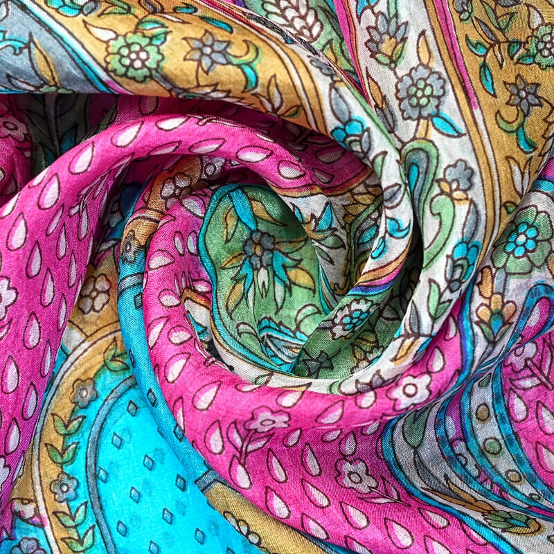 La Marey Pink Floral 100% Mulberry Silk Scarf