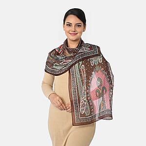 La Marey Dark Brown Mulberry Silk Scarf