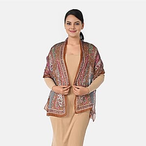 La Marey Light Brown Mulberry Silk Scarf
