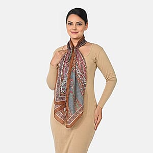 La Marey Light Brown Mulberry Silk Scarf