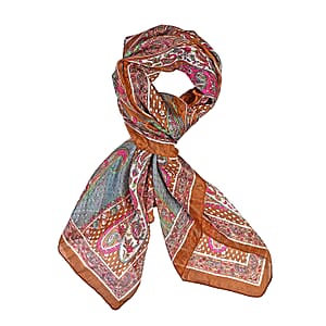 La Marey Light Brown Mulberry Silk Scarf