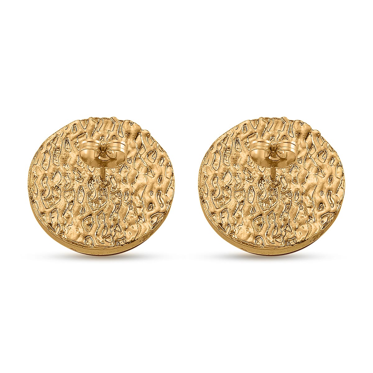 Coral Color Shell Pearl Beaded Earrings in Goldtone