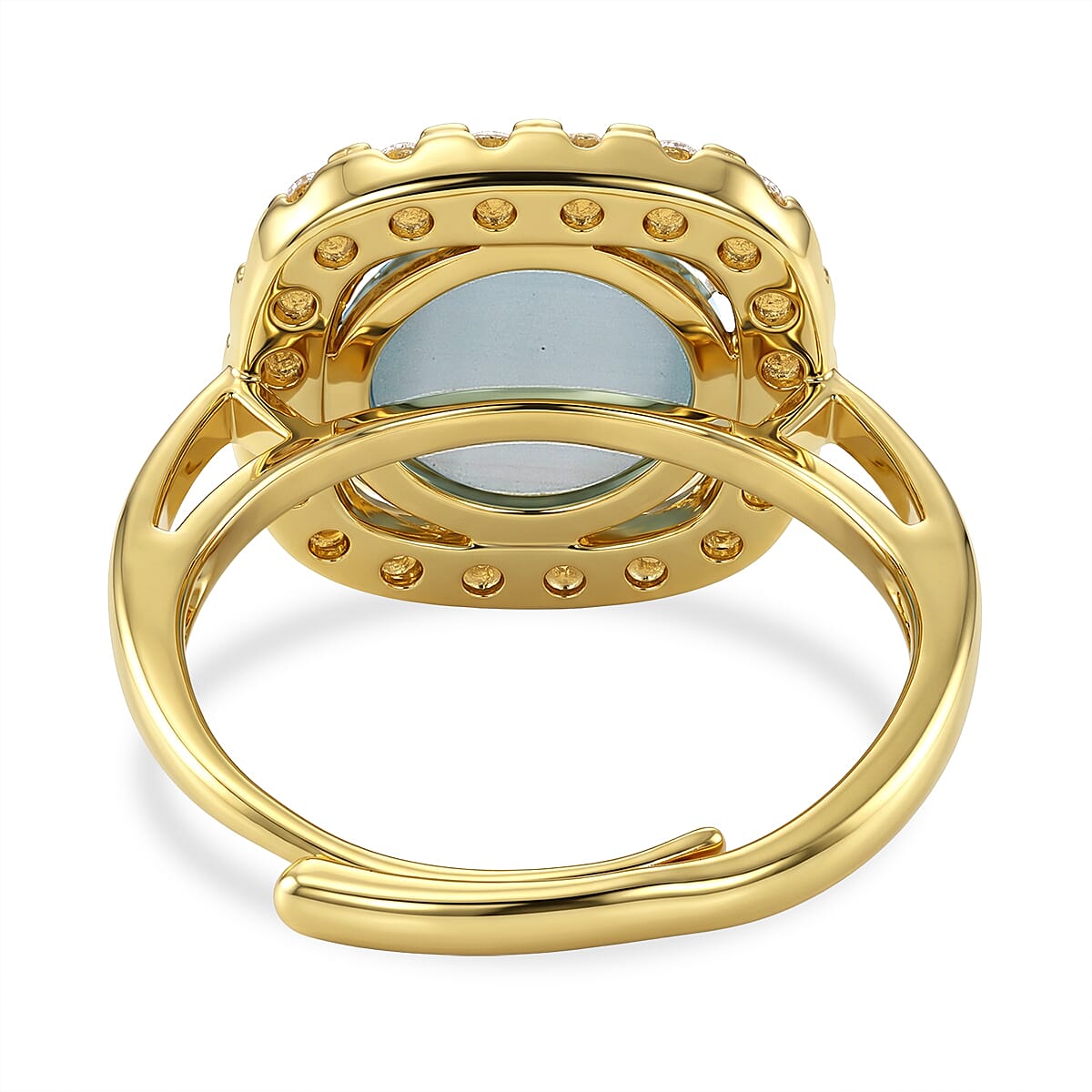Mangoro Aquamarine and Simulated Diamond 4.50 ctw Ring (Adjustable) in Goldtone