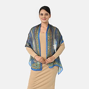 La Marey Blue Mulberry Silk Scarf