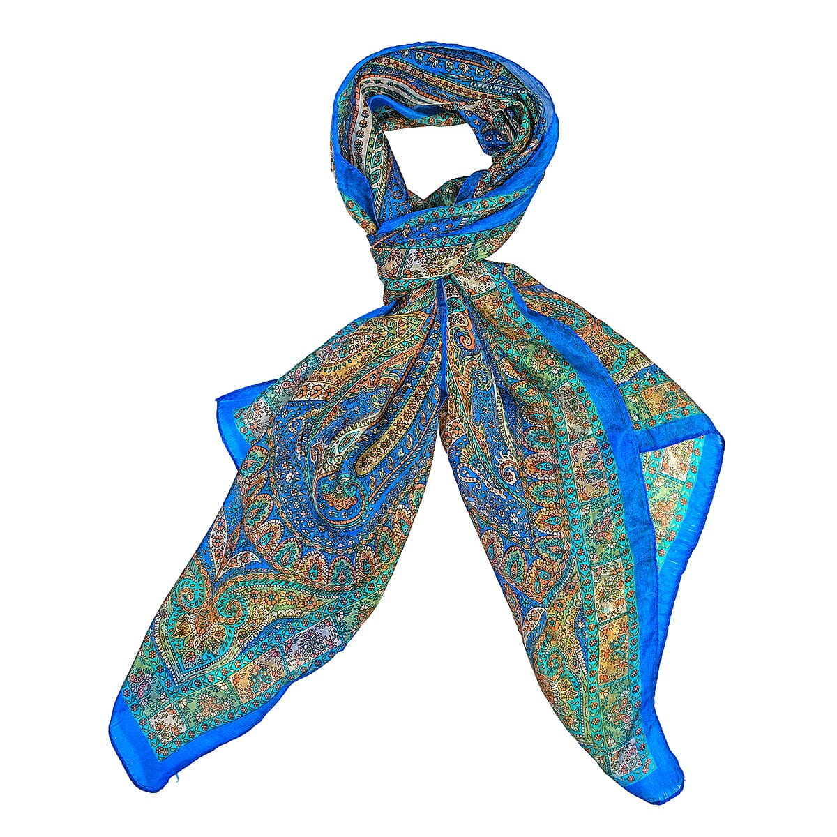 La Marey Blue Mulberry Silk Scarf image number 2