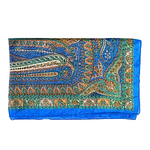 La Marey Blue Mulberry Silk Scarf