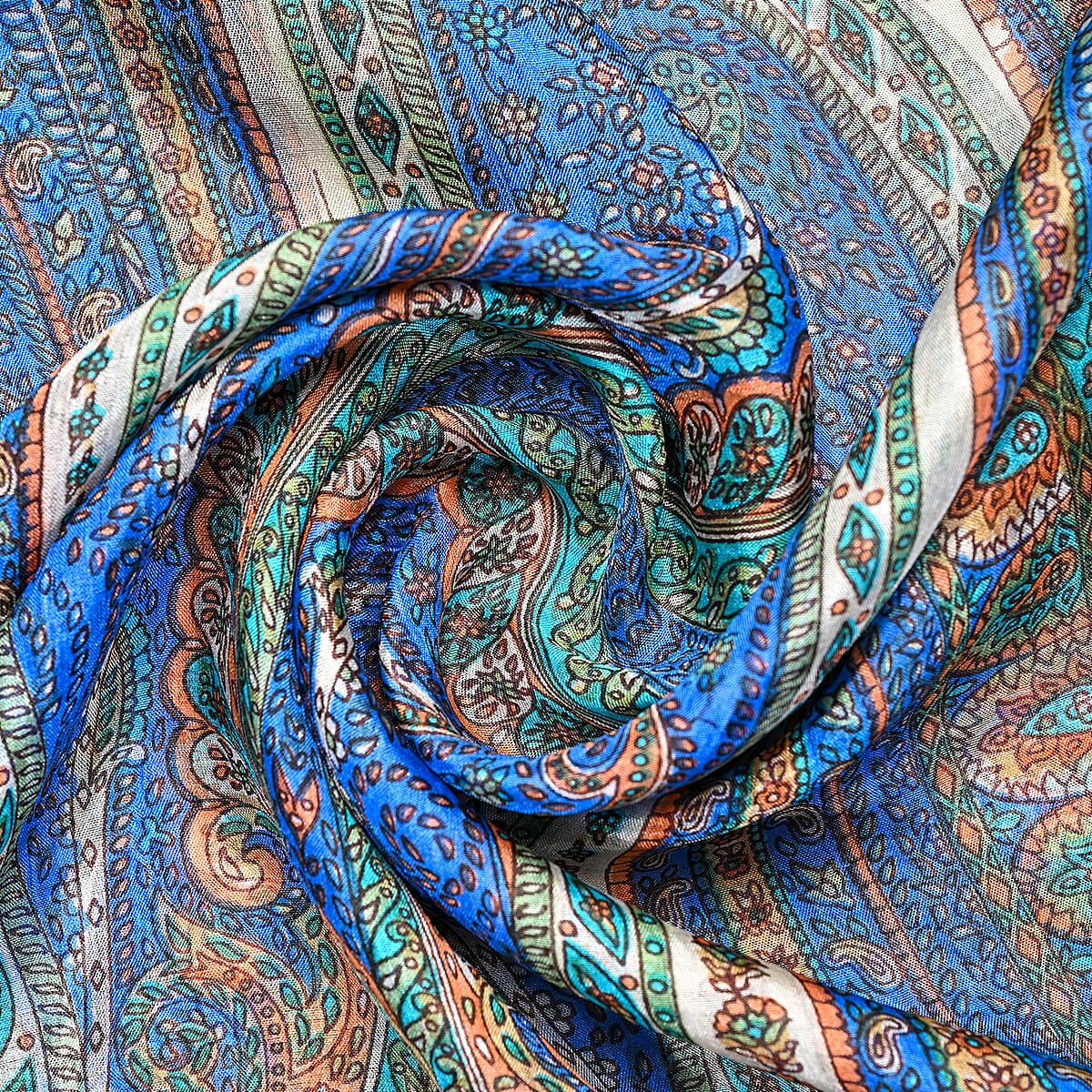 La Marey Blue Mulberry Silk Scarf image number 4