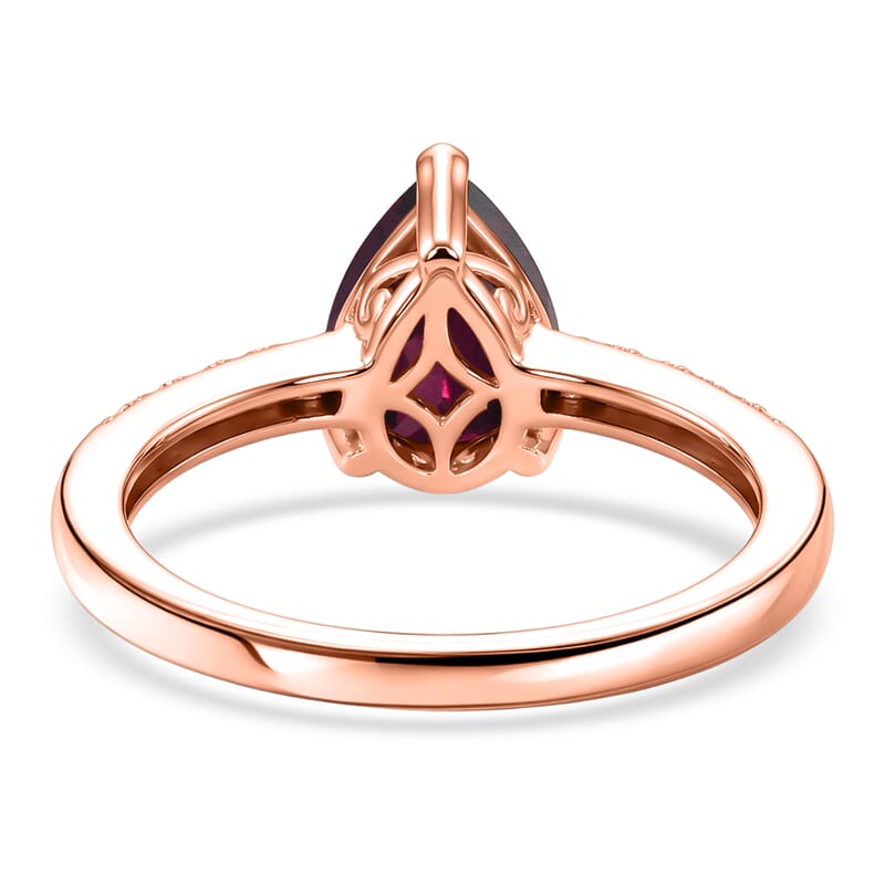 D'Joy Orissa Rhodolite Garnet and White Zircon 2.45 ctw Ring in 18K Vermeil Rose Gold Over Sterling Silver (Size 10.5)