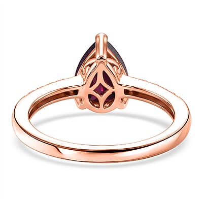 D'Joy Orissa Rhodolite Garnet and White Zircon 2.45 ctw Ring in 18K Vermeil Rose Gold Over Sterling Silver (Size 8.5)
