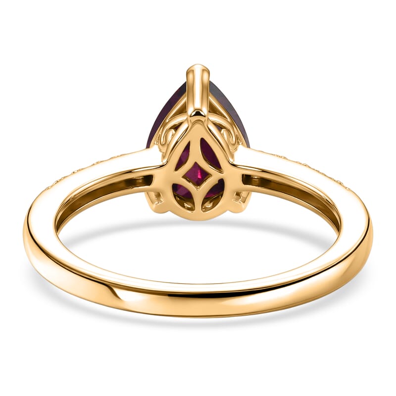 D'Joy Orissa Rhodolite Garnet and White Zircon 2.45 ctw Ring in 18K Vermeil Yellow Gold Over Sterling Silver (Size 12.0)