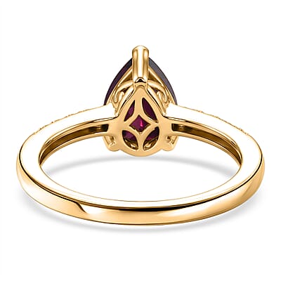 D'Joy Orissa Rhodolite Garnet and White Zircon 2.45 ctw Ring in 18K Vermeil Yellow Gold Over Sterling Silver (Size 7.5)
