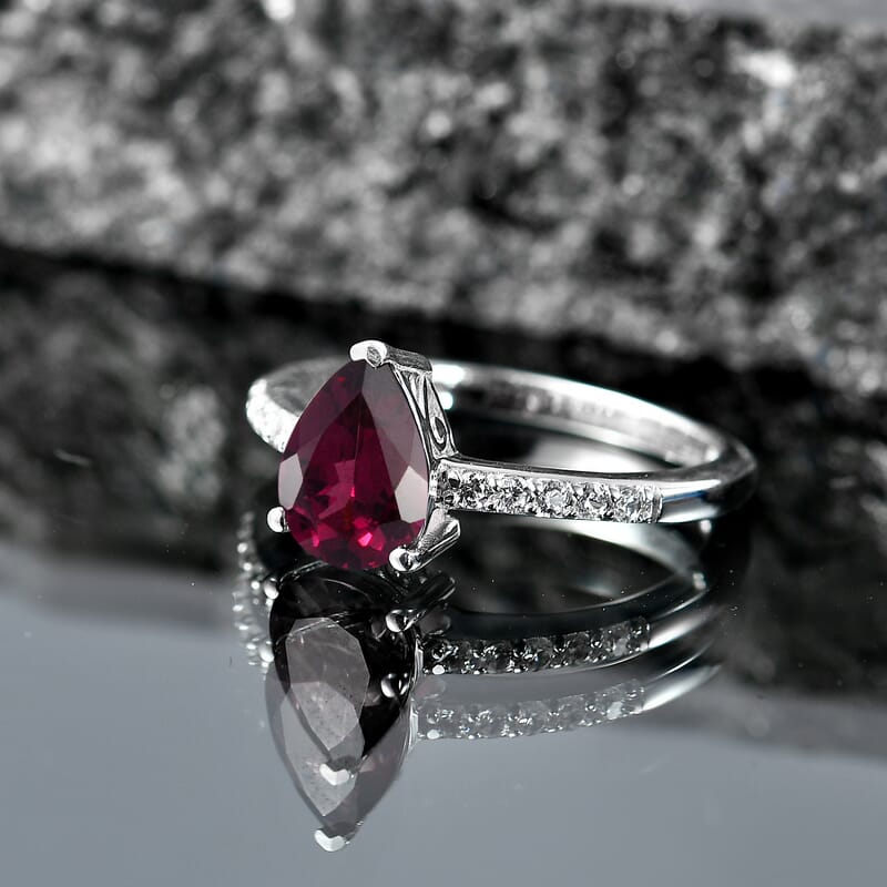 D'Joy Orissa Rhodolite Garnet and White Zircon 2.45 ctw Ring in Rhodium Over Sterling Silver (Size 10.0)