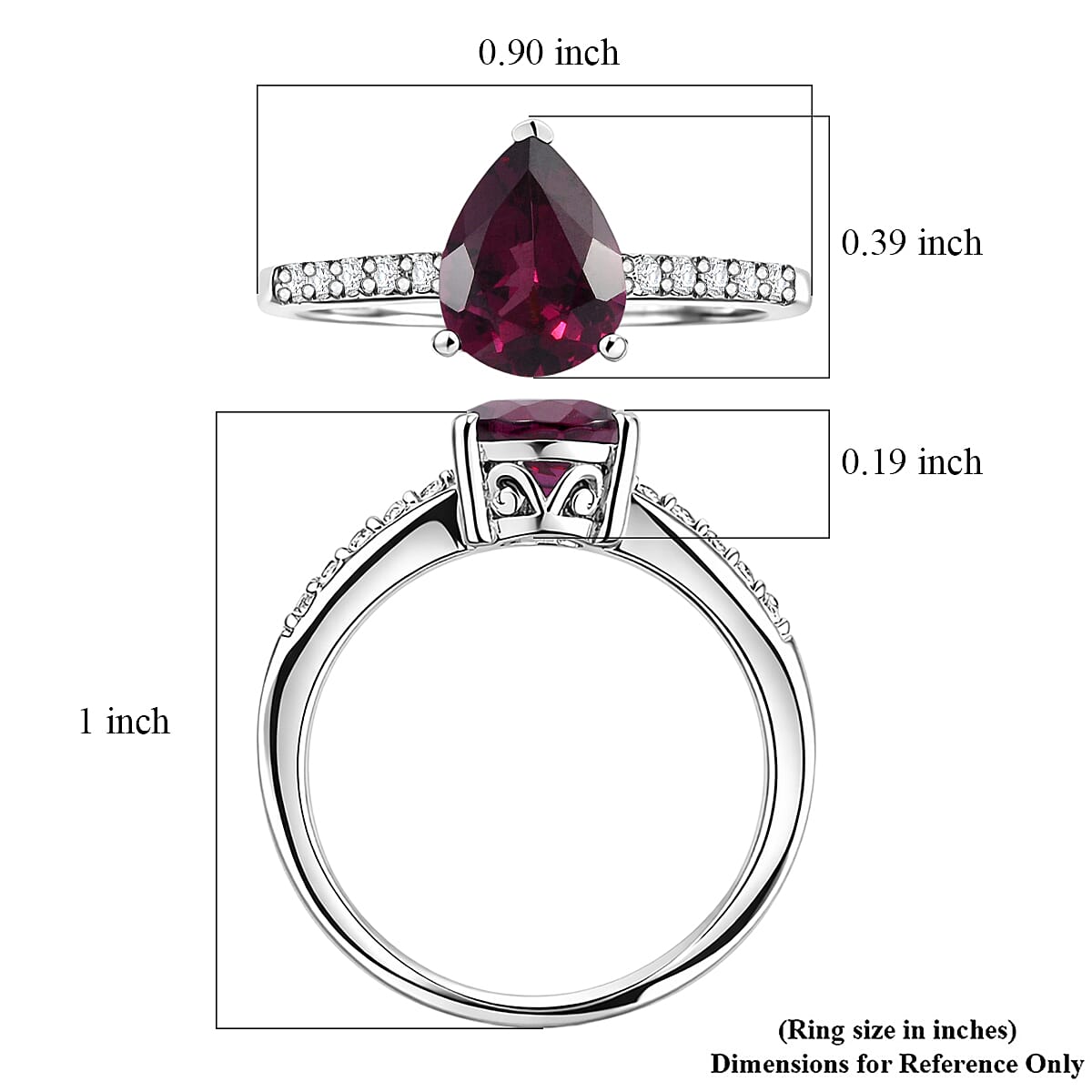 D'Joy Orissa Rhodolite Garnet and White Zircon Ring in Rhodium Over Sterling Silver (Size 10.0) 2.45 ctw image number 5