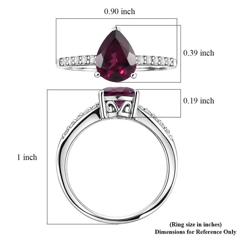 D'Joy Orissa Rhodolite Garnet and White Zircon 2.45 ctw Ring in Rhodium Over Sterling Silver (Size 10.0)