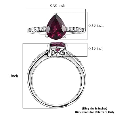 D'Joy Orissa Rhodolite Garnet and White Zircon 2.45 ctw Ring in Rhodium Over Sterling Silver (Size 6.0)