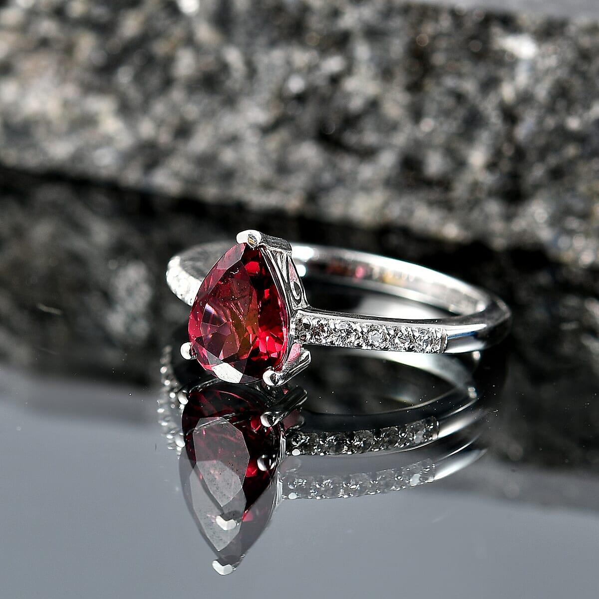 D'Joy Premium Orissa Rhodolite Garnet and White Zircon 2.10 ctw Ring in Rhodium Over Sterling Silver (Size 7.0) image number 1
