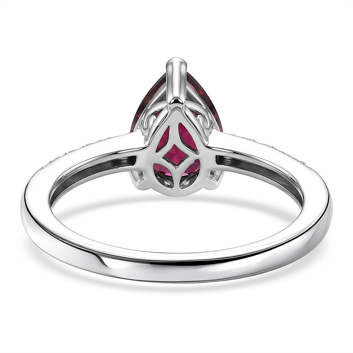 D'Joy Premium Orissa Rhodolite Garnet and White Zircon 2.10 ctw Ring in Rhodium Over Sterling Silver (Size 7.0) image number 3