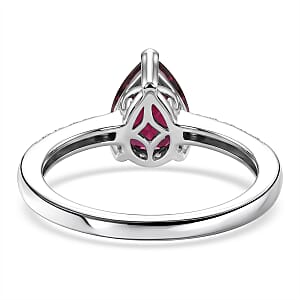 D'Joy Premium Orissa Rhodolite Garnet and White Zircon 2.10 ctw Ring in Rhodium Over Sterling Silver (Size 7.0)