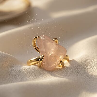 Rose Quartz 5.00 ctw Ring (Adjustable) in Goldtone