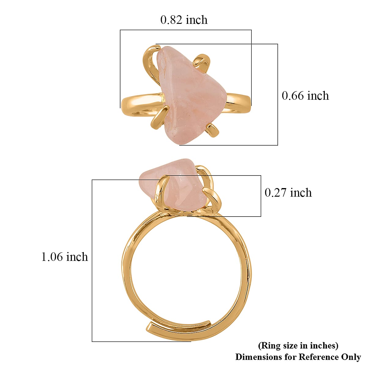 Rose Quartz 5.00 ctw Ring (Adjustable) in Goldtone