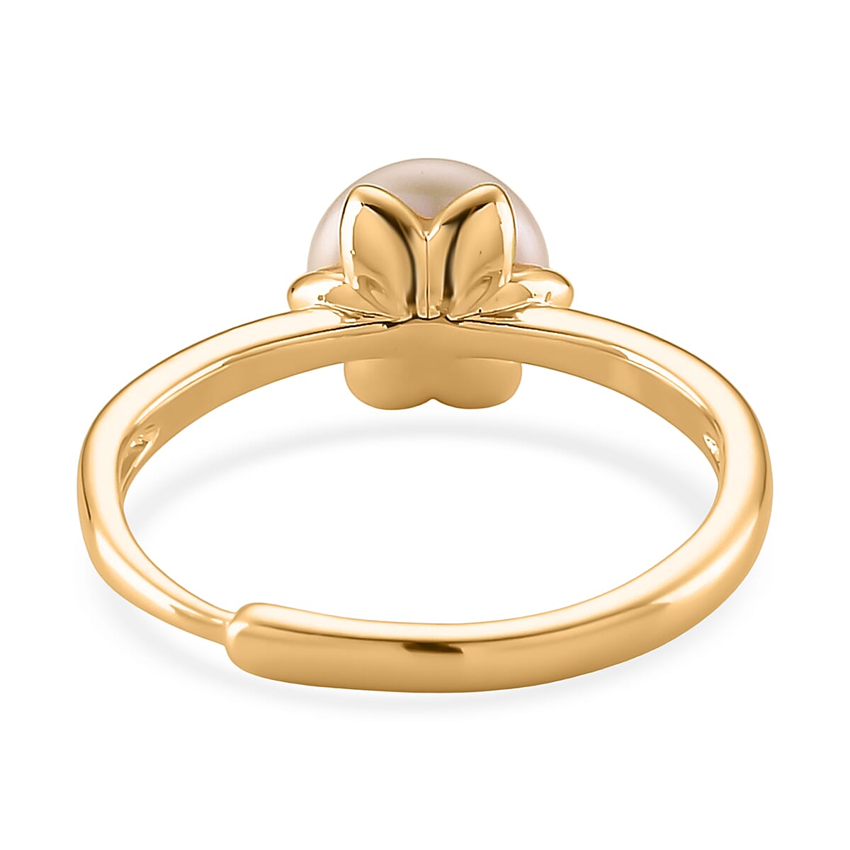 White Shell Pearl Ring (Adjustable) in Goldtone