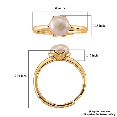White Shell Pearl Ring (Adjustable) in Goldtone